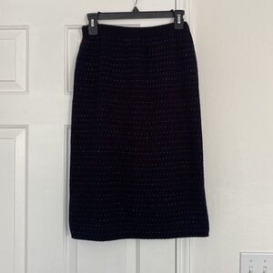 Vintage Ellen D Kollection pencil sweater skirt with sparkle blue thread design.